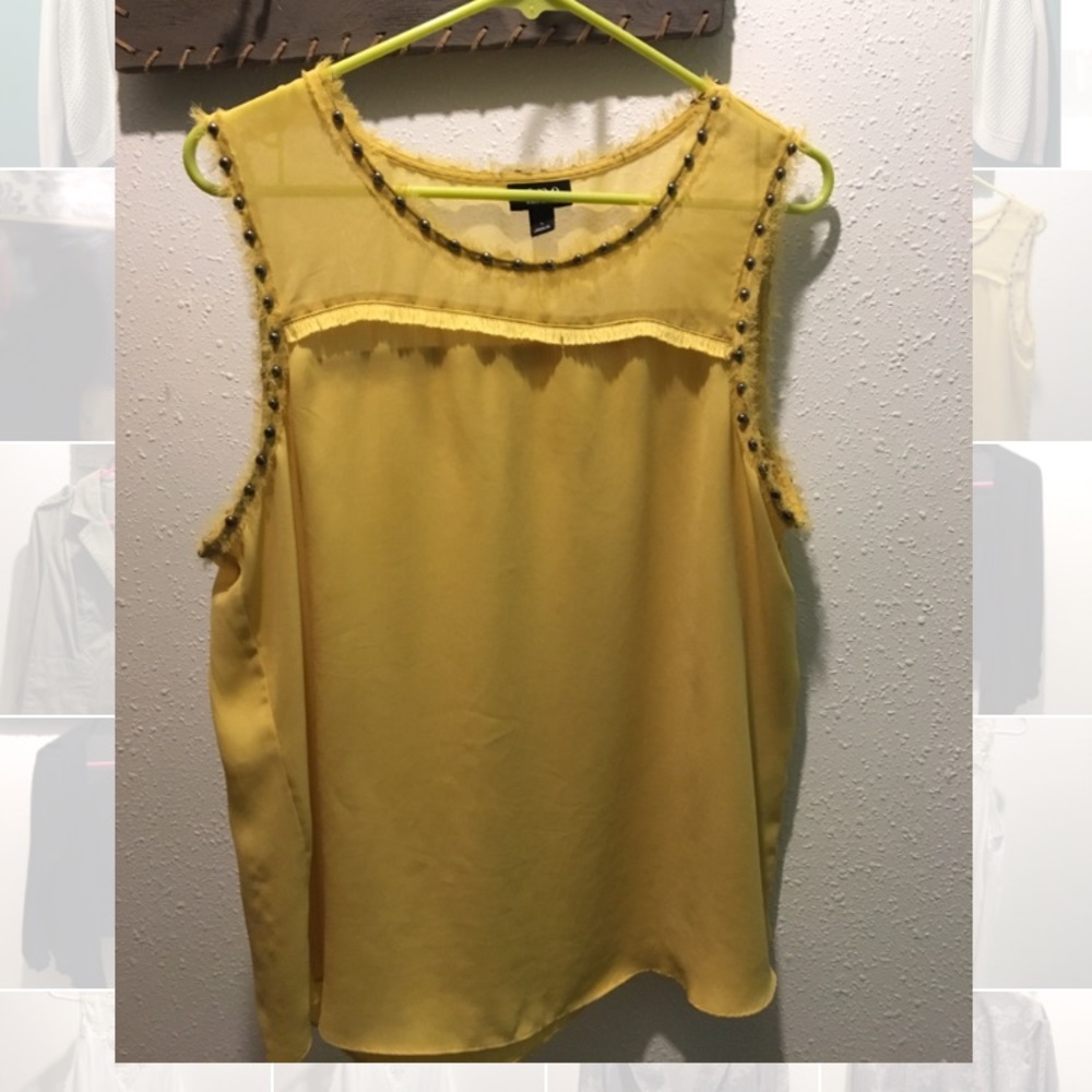 Gold Dressy Tank - embellished outline sleeves